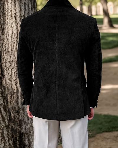 Men's Vintage Corduroy Blazer Double Breasted Regular Fit Casual Suit Jacket & Sport Coat2