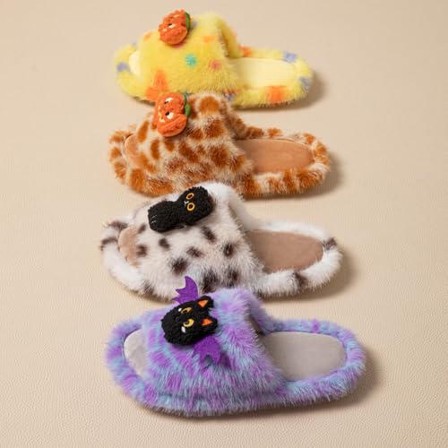 Spooky Halloween Slippers Soft Plush Cozy Open Toe Indoor Outdoor Shoes - image 8