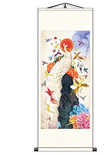 Skyseen Chinesisches Feng Shui Wandbehang aus Seide, Motiv: Vögel respektieren den Phönix Cover