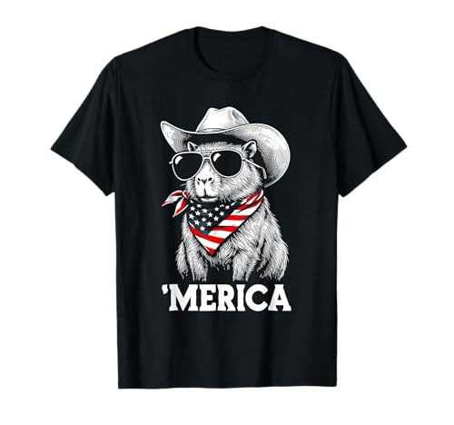 Merica Capybara 4th of July Men Women Kids Funny Patriotic T-Shirt