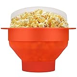 Flexzion Microwave Popcorn Popper Maker with Lid, Collapsible Silicone Bowl, Food-Grade Safety Storage Container for Parties, Kids & Adults, Home...