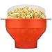 Produktbild Flexzion Mikrowelle Popcorn Schüssel Popcorn Maker aus Silikon mit Deckel, zusammenklappbare, Lebensmittel-Grade Sicherheit Speicherbehälter für Party, Kinder & Erwachsene, Haus & Küche, Orange