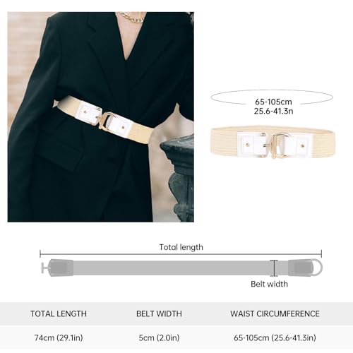 Long Keeper Straw Woven Elastic Belt for Women Ladies Bohe Stretch Waist Belt for Dresses With Gold Buckle Wide Waistband2