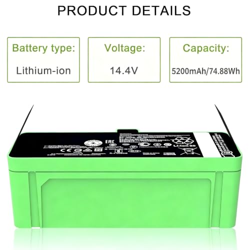 Image of Upgraded 5200mAh 74.88Wh Replacement Battery 1800LI 4376392 for iRobot Roomba 500 /600 /700 /800 /900 Series Compatible with Roomba 895 890 877 695 690 680 677 675 670 665 640 960 965 970 860 805