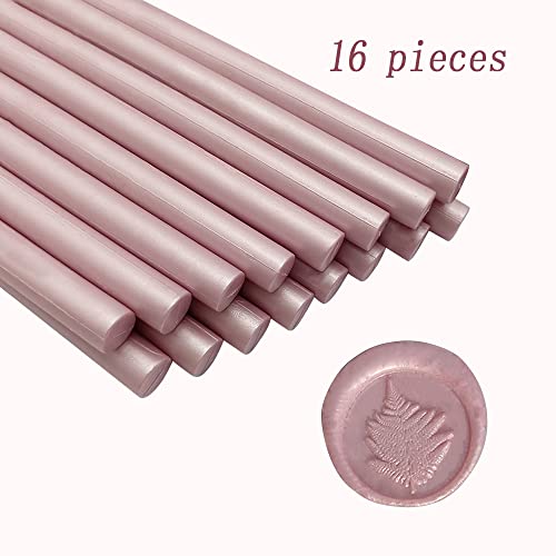ANBOSE 16 Pieces Pearlescent Pink Wax Seal Sticks for Glue Gun, Wedding Invitations, Cards, Envelopes