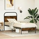 Gecheer Telaio per letto senza materasso, 80 x 200 cm, rovere fumato, legno di ingegneria, telaio per letto a piattaforma con doghe, adatto per materassi da 80 x 200 cm, per camera da letto adulti
