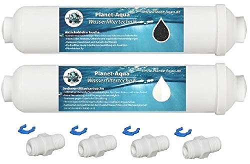 3 1/2 Jahre Filter Set Ersatzfilter Patronen + Anschluss Adapter Fitting Osmoseanlage Wasserfilter Sedimentfilter & Aktivkohlefilter für Umkehrosmose Osmose Aquarium Kühlschrank