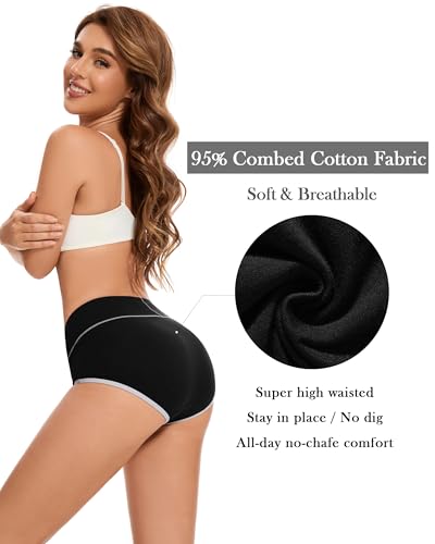 Migbean Womens Underwear Cotton Panties for Women Pack Tummy Control Plus Size Underwears Briefs 2/53