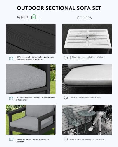 Image of SERWALL HDPE Patio Conversation Set with Side Table