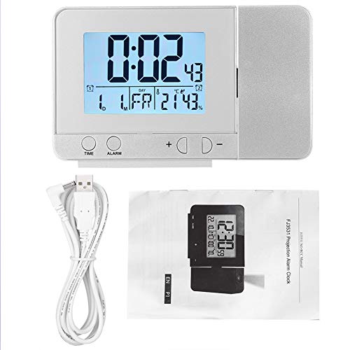 lvifloae Projection Alarm Clock,Digital Alarm Clock,Electronic Time Display Temperature Humidity USB for Bedroom, Bedside