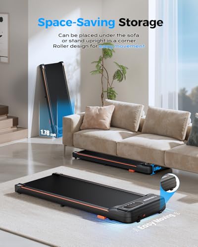 Abonow Laufband für Zuhause mit Steigung, Walking Pad mit 8% Steigung, extra leise，Schreibtisch- Laufband bis 100 kg，Geschwindigkeit 1–6 km/h, ideal für Home & Büro, inkl. Fernbedienung