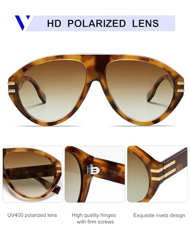 VANLINKER Polarized Retro Oversized Aviator Sunglasses Womens Mens Trendy 70s Vintage Sun Glasses VL98104