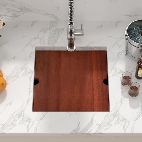 Sarlai 18 Bar Sink Undermount - 18x19 Inch Undermount Workstation Kitchen Sink Bar Prep Single Bowl Kitchen 16 Gauge Stainless Steel Rv Outdoor Sinks