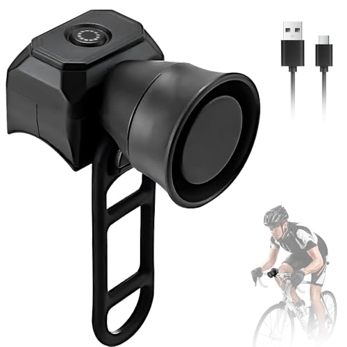Fahrradklingel Elektrisch, Pengrity 120dB Fahrradhupe Elektrisch, Hupe Fahrrad mit 5 Klingeltöne, E Scooter Hupe laut, USB Wiederaufladbare Fahrradhupe Laut,für MTB, Rennrad, Scooter