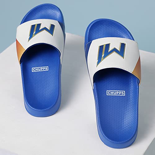 Image of CHUPPS X Mi Official Sliders Royal Blue & Orange Drift Orthopedic Slippers | Soft Footpharma Footbed | Breathable Ventilation Holes | Lightweight Flip Flops | Anti-Skid Chappals for Everyday For Mens