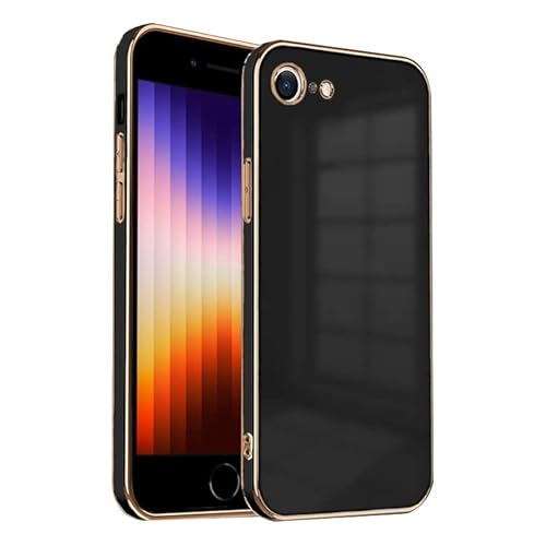 ZNX\ZENIX iPhoneSE 第3世代 ケース iPhoneSE 第2世代 ケース iPhone SE3 SE2 8 7 TPU おしゃれ バンパー型 ケース ストラップホール かわいい くすみカラー ゴールド 大人 ZX-milky2 (iPhone SE(2/3世代)/8/7, ブラック)