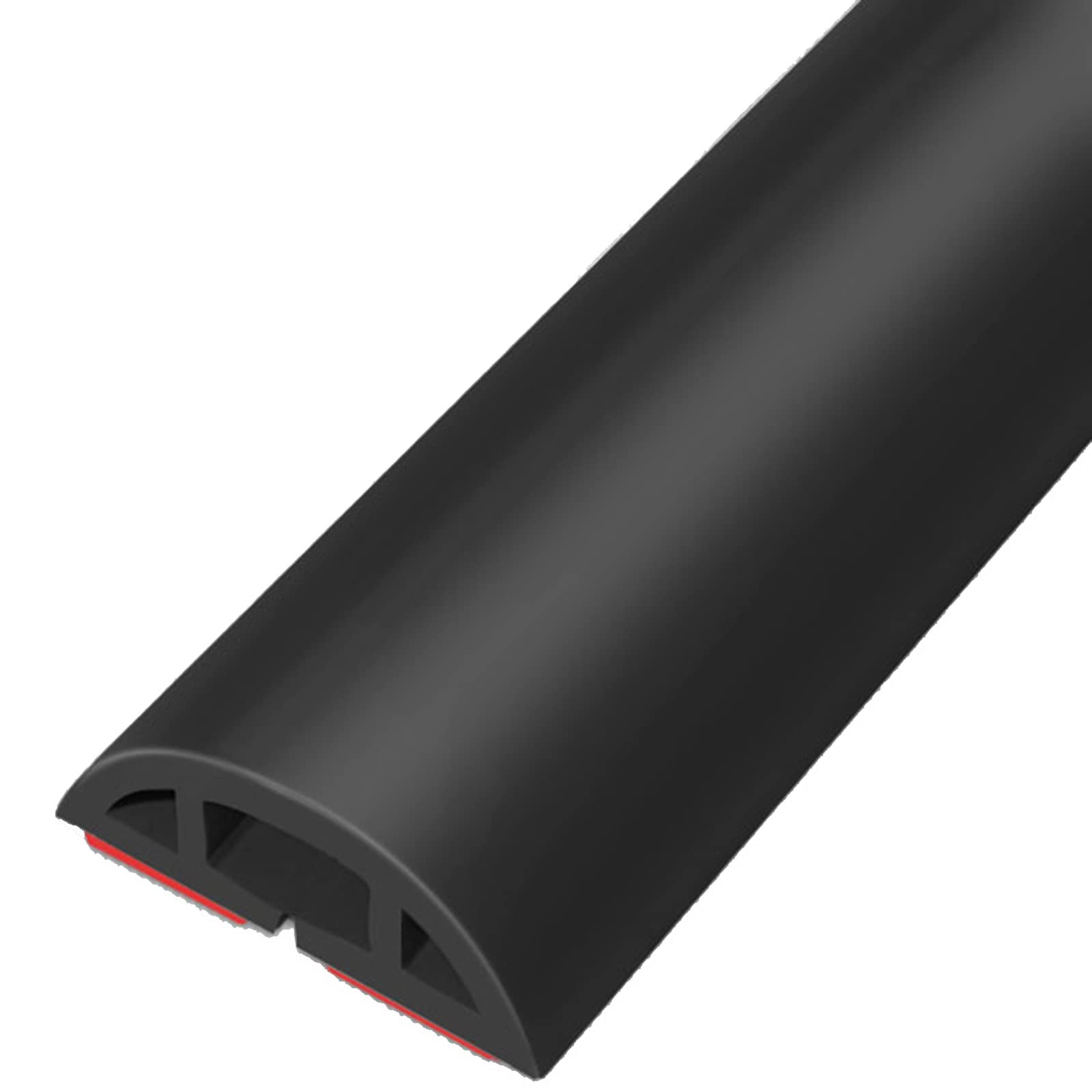 Bodenkabelabdeckung, Flexibles PVC, für Zuhause, Büro, Lager, Werkstatt, Konzerte, selbstklebendes, langes, Robustes Kabelmanagement, Schwarz, 2 m