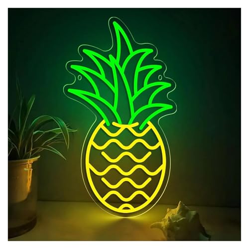 PTHEN Decoración Lámparas Letrero De Neón De Piña Con Interruptor De Atenuación Alimentado Por USB, Decoración De Pared, Luz De Noche Para Mesa De Comedor, Frutería