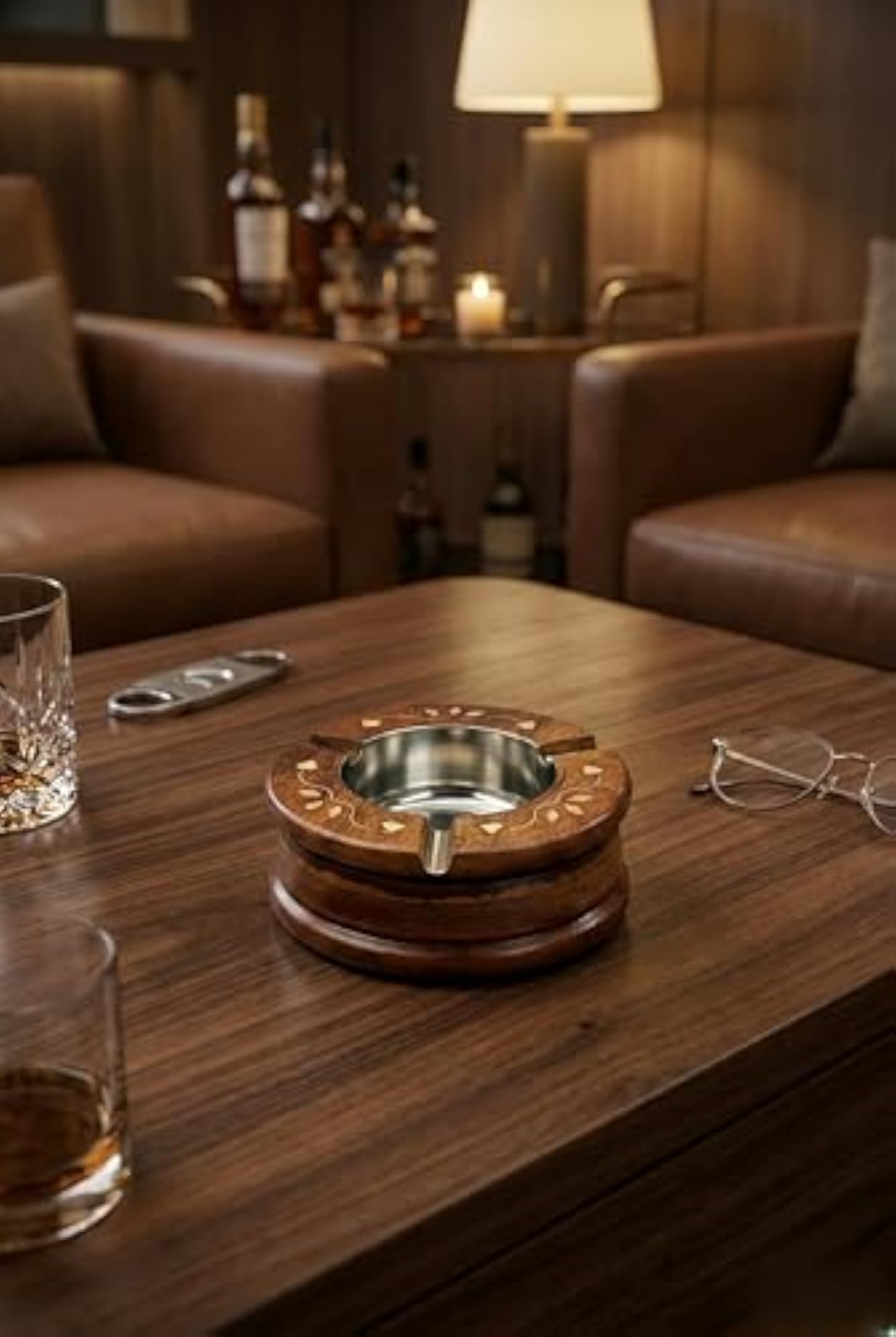 Handcrafted Wooden Ashtray, Unique Design