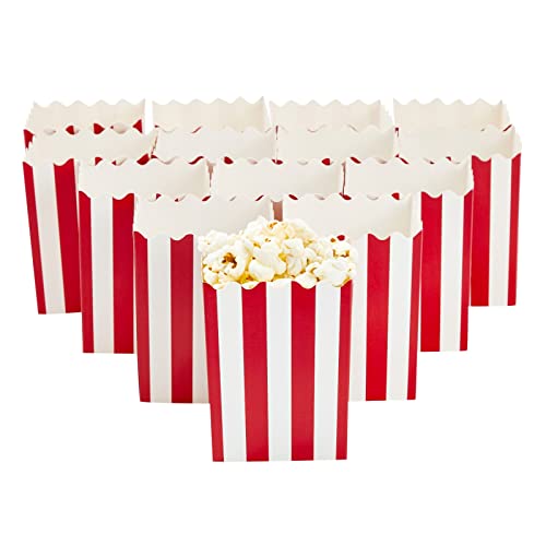 100 Pack Red And White Mini Popcorn Boxes For Party, Bulk Paper Popcorn Containers For Movie Night Decorations (3 X 4 In) #TOP4