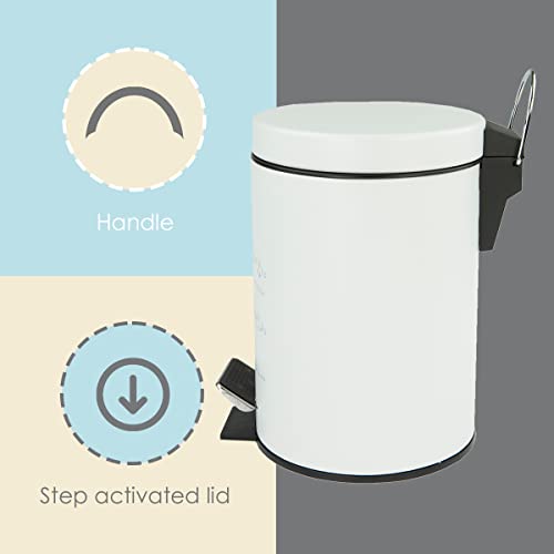 Home Basics Paris Collection Bathroom Accessories, Office, Bedroom, Decorative Waste Basket With Stylish Accent Decor To Complement Any Bathroom (3 Liter Waste Bin) #TOP3