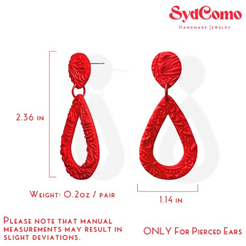 Handmade Colorful Teardrop Earrings for Women Lightweight Dangle Statement Jewelry with Embossed Boho Design4