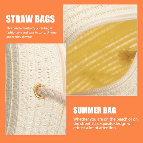 Women Crossbody Bag Woven Shoulder Beach Purse Handcrafted Straw Beach Bag for Women for Outings3