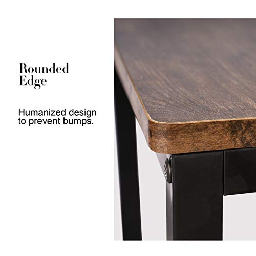 Becko Us Bar Stools Barstools Set Of 2 Counter Height Bar Stools Industrial Rustic Bar Stools With Metal Low Backrest And Footrests For Patio, Kitchen, Party Room, Living Room (Rustic Brown) #TOP4