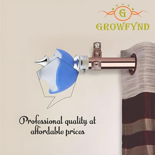 Image of Stainless Steel & ABS Curtain Bracket Parda Holder with Aluminium Support 1 Inch Rod Pocket Finials Designer Door and Window Rod Support Fittings, Curtain Rod Holder (Pack of 1 Pair, Blue)