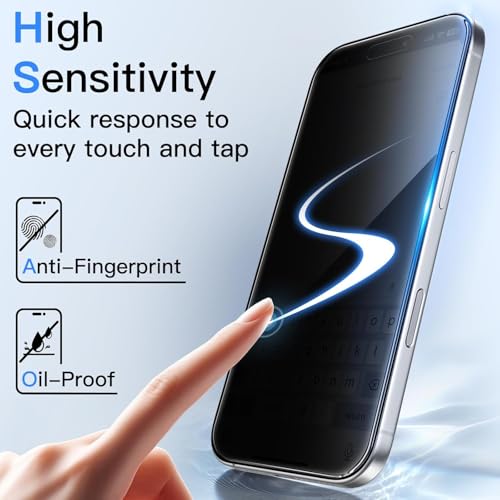 Image of Skinomi 4 Way 360 Privacy Glass Screen Protector for iPhone 17 / iPhone 16 pro [2 Pack], Horizontal and Vertical Anti Spy Tempered Glass Screen Film -(Easy Installation Frame)
