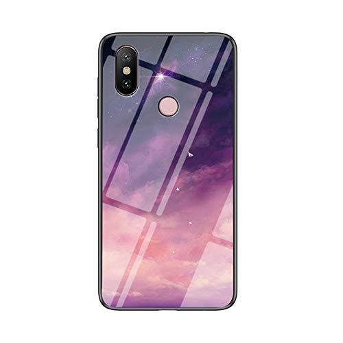 MadBee Kompatibel mit Xiaomi Mi A2 / Mi 6X Hülle [mit HD-Schutzfolie], Sternenklarer Himmel Weich Silikon Handyhülle TPU Bumper Handytasche Schutzhülle Protective Dünn Abdeckung (Lila)