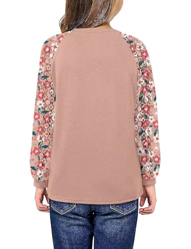 Yoklass Girls Long Sleeve Shirts Kids Lace Casual Cute Crew Neck Top Sizes 5-14 Years3