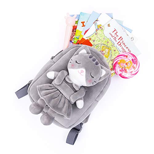 Lazada Kids Backpack Toddler Backpacks Stuffed Animal Cat Toys Small Backpack Gray 9.5" #TOP4