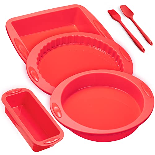 Juego de 4 moldes de repostería de silicona con accesorios de Cosyland 