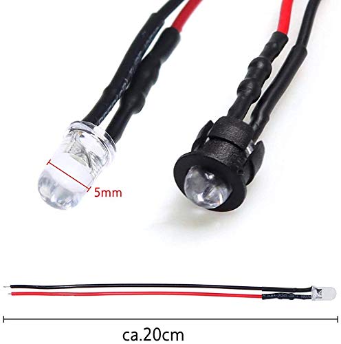 RUNCCI-YUN 65pcs Yellow 5mm prewired led,LED Diodes Light 12V 20cm Pre Wired led(Ultra Bright)+ 65Pcs 5mm Plastic LED Holder , for model railway - Image 3