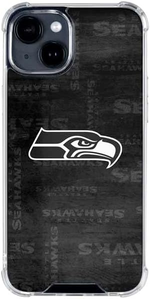 Skinit Clear Phone Case Compatible with iPhone 15 - Officially Licensed NFL Seattle Seahawks Black & White Design