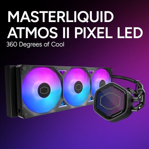 Image of Cooler Master ML 360 Atmos II Pixel LED ARGB CPU Liquid Cooler Black | Support LGA1851, LGA1700, AM5, AM4 Socket | Ultra-Low Profile Pump | 360mm AIO | Sickle Flow Edge Fans | Pixel LED Screen