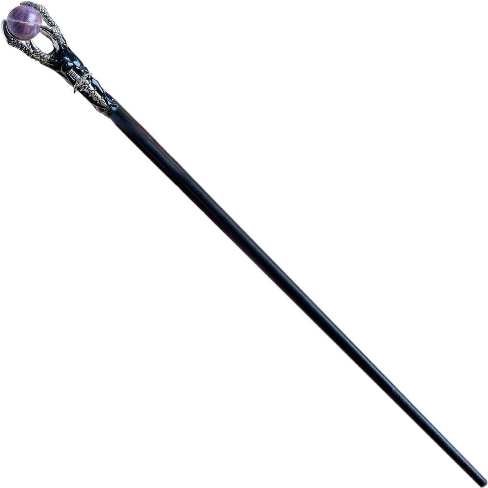 Sofezdo Crystal Ball Magic Wand Handcrafted Crystal Witch Scepter Wizard Halloween Cosplay Wand for Role-playing Games