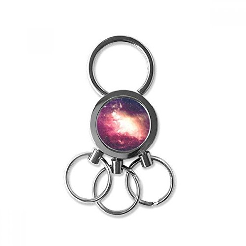 Porte-clés de voiture en métal avec motif rose nébuleuse d'or esthétique