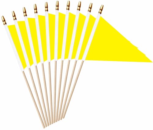 LUSEOAN 20 Pack Yellow Blank Pennant Flag Set 5x8 Inch Wood Stick Handheld