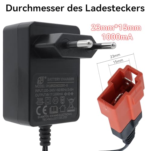 Tosiicop 6V Ladegerät für Kinder Motorrad Elektroauto - 6Volt Battery Charger für Kinde Ride on Toys 6V Netzteil für Baby Elektrisch Vierrädriges Fahrzeug SUV ATV Verschiedene Modelle (6V Ladegerät)