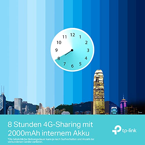 TP-Link M7350 Mobiler 4G LTE WLAN Router, bis 150 Mbit/s, Farb-LCD, 2000-mAh-Akku (bis zu 8 Std.), verbindet...