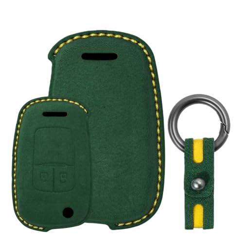 Funda llavero verde oscuro de ante premium para llaves de coche Buick y Chevrolet
