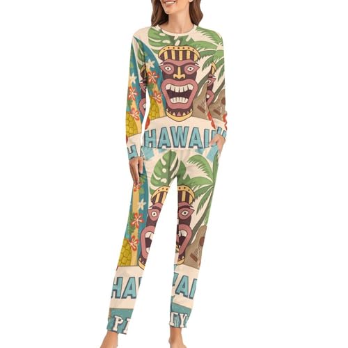 Pyjama Femme Fête Hawaïenne Coupe Ample Résolvant le Manque de Confort Nocturne
