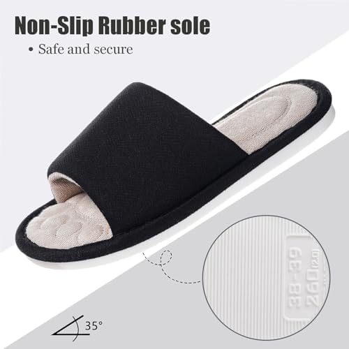 Dokela Mens Open Toe House Slippers Breathable Slip-on Indoor Slippers with Memory Foam Soft Machine Washable Bedroom Home Shoes - 4