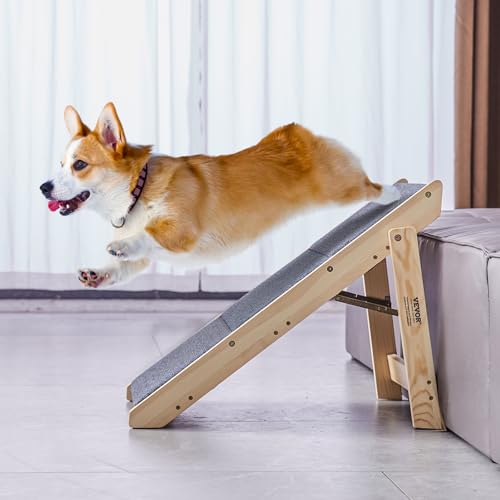 VEVOR Holz-Haustiertreppe/Haustierstufen, 2-in-1 faltbare Hundetreppe aus Holz für Betten, Sofas und Autos, Hundetreppe und Rampe mit 3 Stufen für kleine, mittelgroße und große Haustiere, bis zu 68 kg
