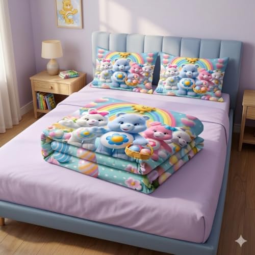 Image of DECOR WELL 7d Bedsheet for Double Bed King Size with 2 Pillow Covers, Polycotton 220 TC Super Soft & Breathable, Wrinkle Free Multi Teddy Printed Double Bed Bedsheet Set (90x100 Inch)
