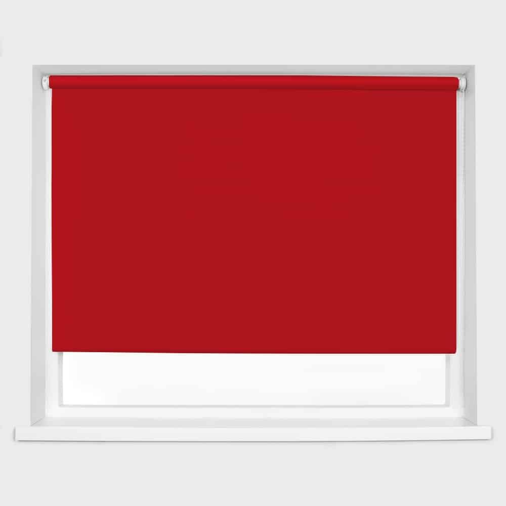 Red Blackout Roller Blind Metal Fittings Trimmable UV Protection Thermal Properties Premium Fabric Home Office Bedroom Kids Room Child Safe Easy Fit 210cm Width x 160cm Drop