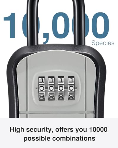 Puroma Key Lock Box, Portable Combination Lockbox Wall-Mounted Key Storage Box for House Keys, Resettable Code Safe Security Lock Box for Home, Office, Apartment Spare Key Storage (1 Pack, Gray) - Image 5