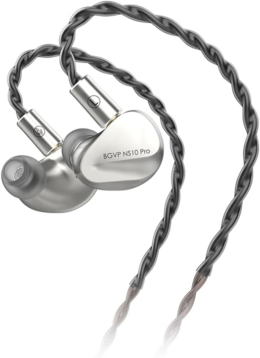 BGVP NS10 Pro Hi-Res Audio Hybrid Driver Earphones, 8BA + 2DD In-Ear Monitor, 3-Way Crossover HiFi wired Earbuds with Interchangeable Filters, Aluminum Shell IEMs Headphones for Audiophile (Silver)